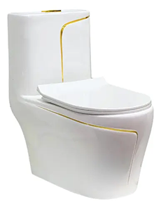 Vaso Sanitário Monobloco Premium Luxo Axori Brasil Branco Dourado - Miami