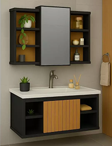 Conjunto Gabinete Espelheira Cuba Completo E Espelho KIT ESPANHA